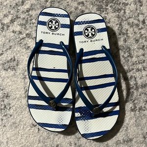 TORY BURCH HABANERO blue THONG FLAT FLIP FLOP SUMMER RUBBER BEACH POOL SHOES 7